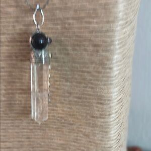 Silver and Black Crystal Point Necklace